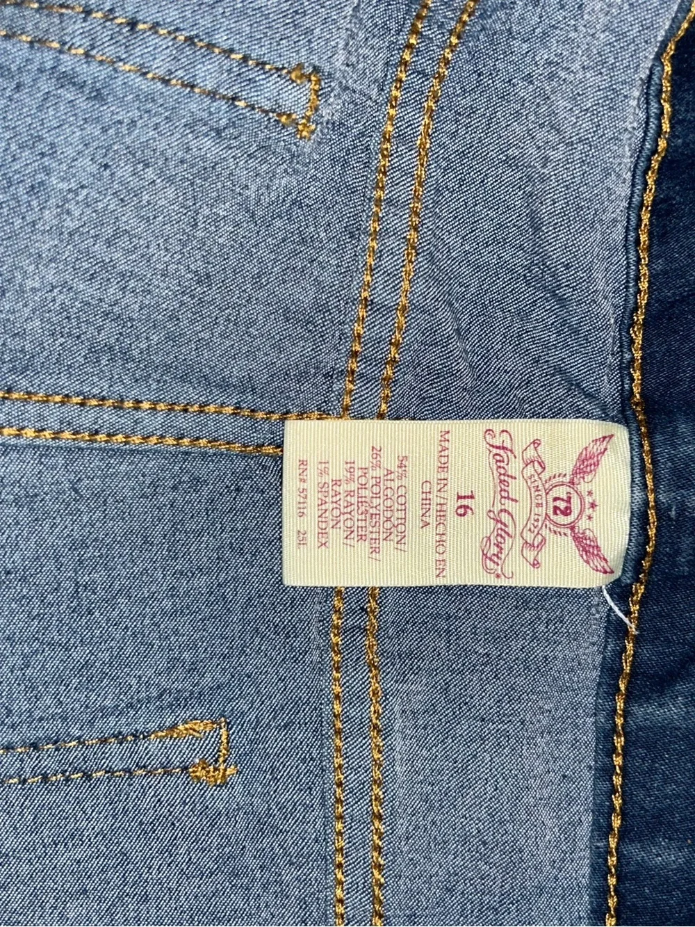 Faded Glory Light Blue Denim Shorts with Gold Topstitching